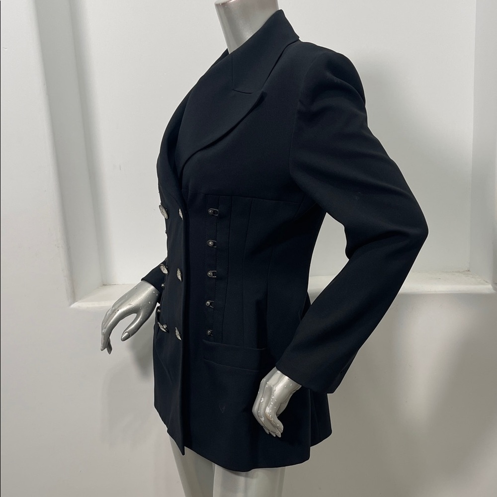 Marina Sitbon For Kamasho Paris Black Double-Breasted Jacket Medusa Buttons 42 - Picture 9 of 12